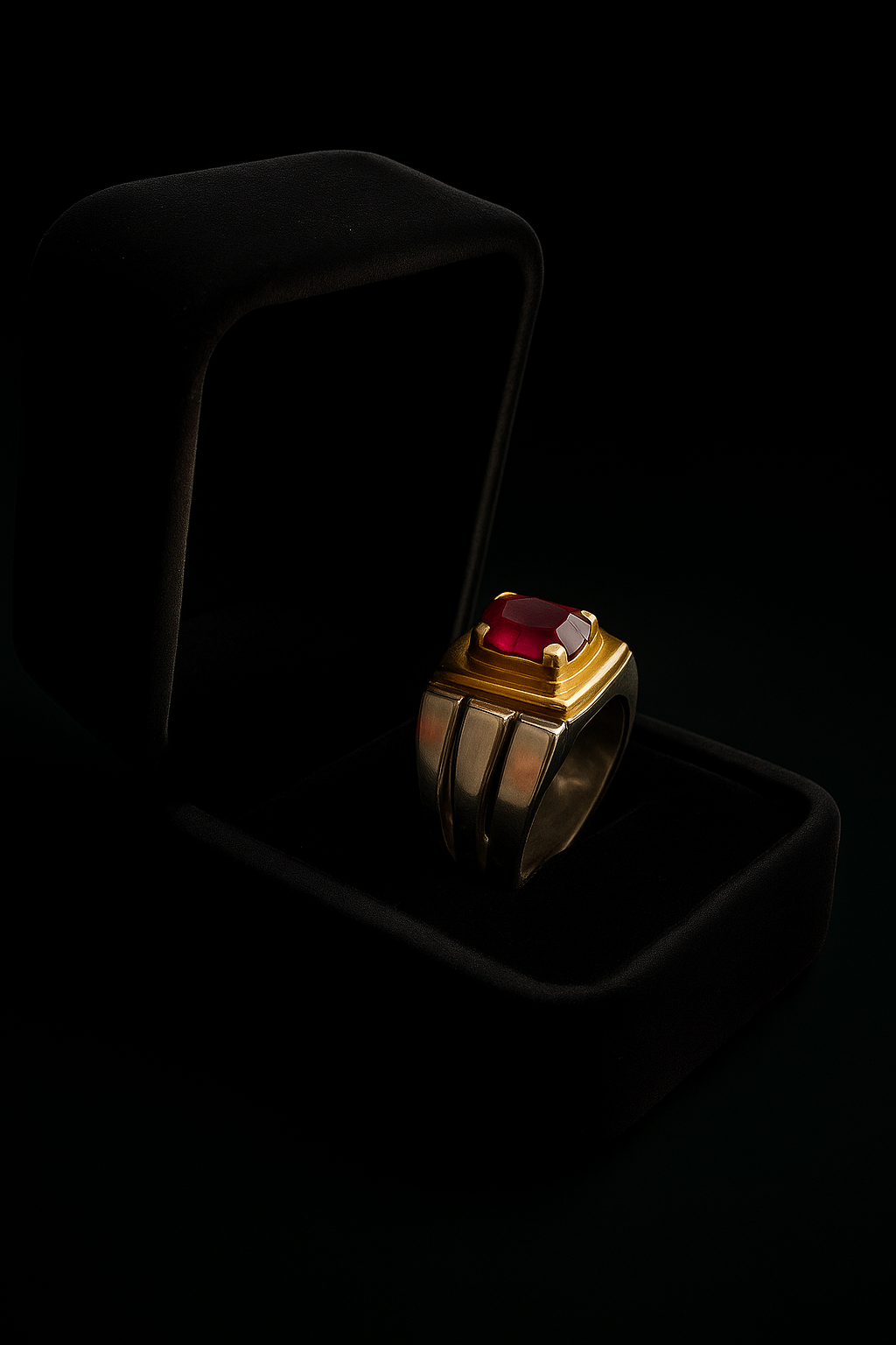 Men's Silver Ring with Ruby Stone – Bold Elegance in Every Detail
