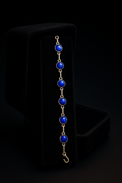 Timeless Elegance – Lapis Lazuli & Silver Link Bracelet