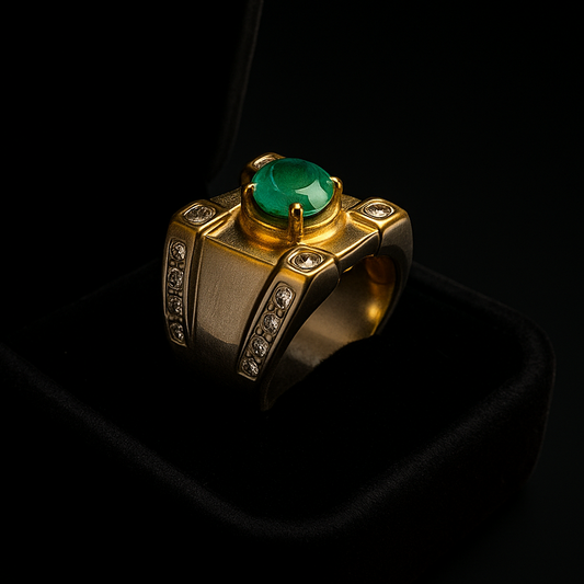 Handcrafted Emerald Ring in Sterling Silver – Vintage Statement Piece