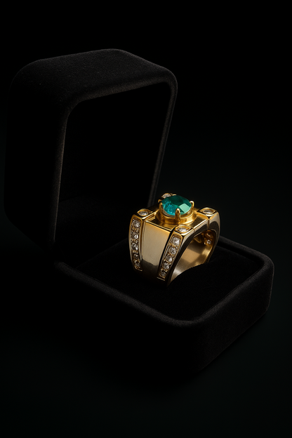 Handcrafted Emerald Ring in Sterling Silver – Vintage Statement Piece