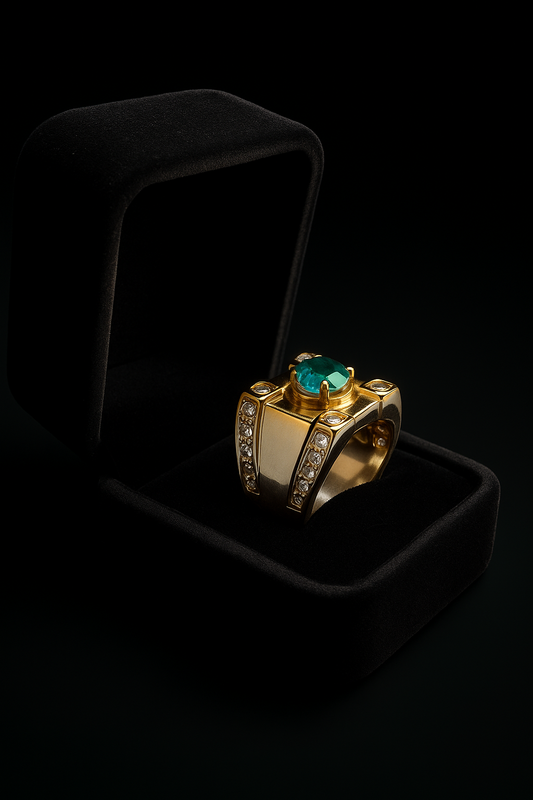 Handcrafted Emerald Ring in Sterling Silver – Vintage Statement Piece